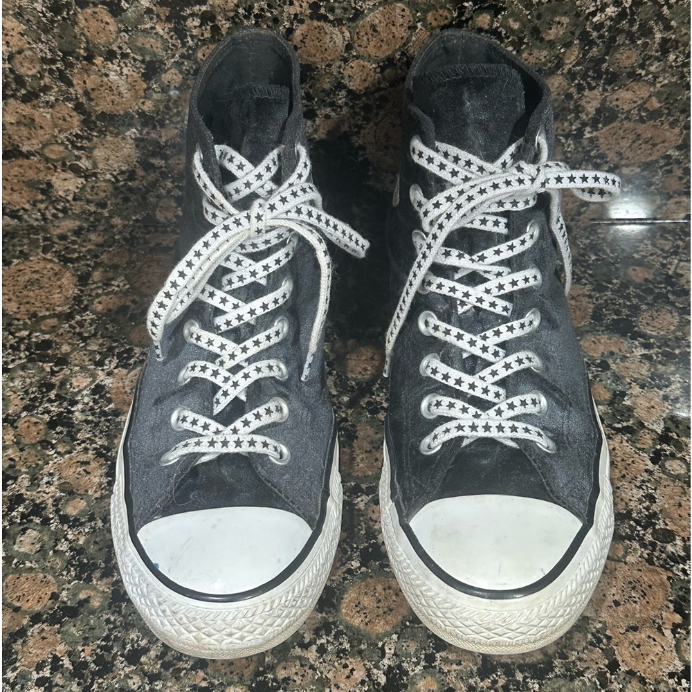 Converse High Tops Black Velvet Velour Womens size 10